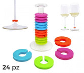 230794 Set de 24 anneaux marque-verres colorés en silicone