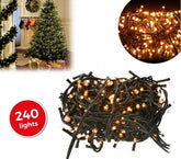 013539 Guirlande Noël 240 ampoules BLANCHES 8 jeux de lumières fil vert 11,56 m