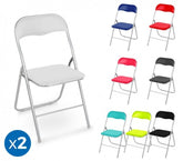 2008AN0816 Set de 2 chaises pliantes colorées ass. Madrid rembourrées base métal
