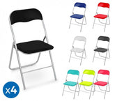 2008AN0816 Set de 4 chaises pliantes colorées ass. Lione rembourrées base métal