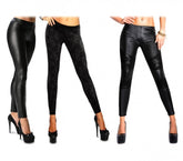 Set de 3 leggings femme ass.NAJA eff. cuir avec élastique empiècements dentelle
