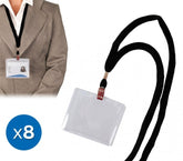 449854 Set de 8 porte-badges avec sangle et pince 90 x 60 mm Carte pass