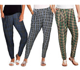TG08-13 Pack de 3 pantalons sarouel pour femmes ass. STYLE carcan à carreaux