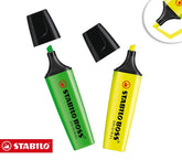 B-10428 Lot de 2 surligneurs Boss Stabilo trait de 2 à 5 mm jaune et vert