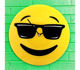 79/3231 Horloge murale en verre émoticône tête avec lunettes de soleil 30 cm ø