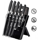 Set de 7 couteaux acier inoxydable RL-BLK7ST avec soutien acrylique et planche