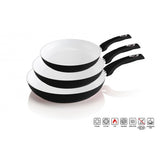 Lot de 3 poéles en céramique antibactériens plusieurs couleurs 20 - 24 - 28 cm