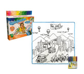 121768 Tapis magique LA VILLE lavable 50 x 50 cm pour colorier avec feutres