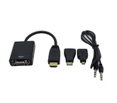 Adaptateur convertisseur vidéo 3 en 1 mini micro HDMI vers VGA USB audio in