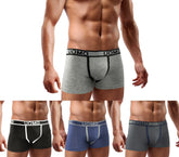 B-003 Pack de 4 boxers homme modèle JEFF coton couleur unie coutures contrastées