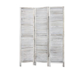 394465 Paravent modèle classique en bois blanc vieilli 170 x 40 cm