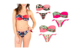 A8912 Maillot de bain bikini rembourrés mod. BLUEMARY fantaisie de fleurs