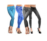 Leggings femme effet denim avec imprimés plusieurs coloris