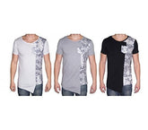 T-shirt homme manches courtes avec des fleurs imprimées asymétrique