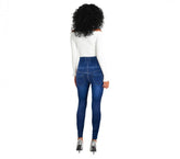 F327 Legging thermique effet denim mod. Hera avec intérieur polaire bleu