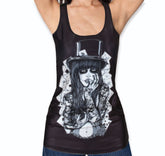 Tee shirt Fantaisie noir pour femme QUEEN OF POKER DESIGN dessin reine du poker