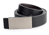 Ceinture homme en cuir avec boucle argentée et satin (110 cm) - MOD. TODAY