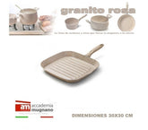 Poéle grill- plancha antiadhésive 30 x 30 effet pierre - Revêtement Diamond Tech