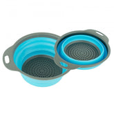 Set 2 passoires pliables en silicone ø 20 et 24 cm polyvalentes bleu ou vert