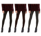 804 Set 3 leggings à pois femmes ass. Heather eff thermique intérieur peluche