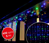 031434 Rideau de lumières de Noël d'extérieur de 416 lumières multicolores