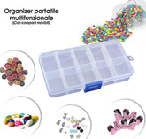 Mini boîte organisateur plastique avec 10 compartiments 13 x 6,5 x2,5cm