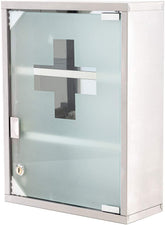 Armoire de pharmacie avec clé en acier inoxydable verre dépoli 30x12x45h cm