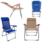 Chaise longue 379530 inclinable 8 positions avec accoudoirs tube 22mm aluminium