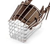 Muselière à panier art.5809 en acier et en cuir 13cm pour chiens petits / moyens