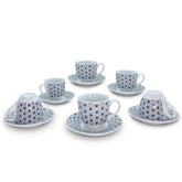 Set de 6 tasses à café, avec soucoupe mod. ASTRO 270052 en porcelaine blanche