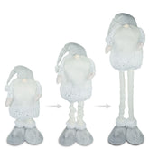 Gnome blanc avec barbe longue 383030 de 54cm avec hauteur réglable jusqu’à 105cm
