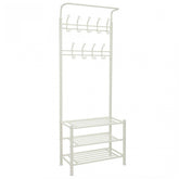 Stand avec porte-vêtements blanc pour le couloir 3 étagères 65x29xH190 cm