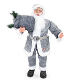 Père Noël gris 144205 décoration de Noël 90H cm avec musique et lumières