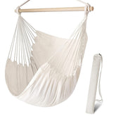 Hamac en coton suspendu CRUDO Support en bois, Chaise à bascule de jardin
