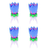 456910 Pack 4 bougies musicales forme Fleur avec effets sonores et rotatifs BLEU
