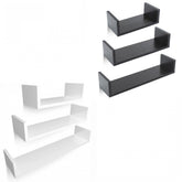 Set 3 étagères décoratives en forme de U porte-objets muraux 30-40-50 cm blanc