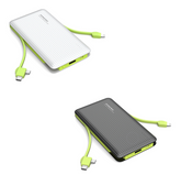 Slim Power Bank 10000 mAh Chargeur Portable Slim 3 Prises Câbles Inclus