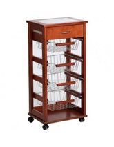 MAS019 Vesuvio Noyer chariot 82x38x48cm corbeille à fruits de cuisine en bois