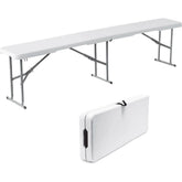 Banc pliable en plastique blanc pour camping ou bar pique-nique 183x28x43cm
