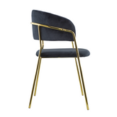Chaise salle à manger ronde en velours pour salon design DAFNE structure dorée