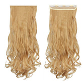 Extension 4 clips blond foncé ondulé long 50cm bande synthétique faux cheveux