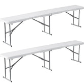 Pack de 2 bancs pliants en plastique blanc pour pique-nique et camping