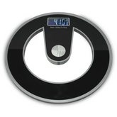 Pèse-personne électronique digital en verre trempé 180Kg rond Noir