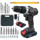 Perceuse sans fil à double batterie 21V Accessoires Vitesse 0-400rpm