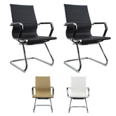 Pack de 2 chaises de salon ou de bureau ISAAC en métal et éco-cuir H95x50x45cm