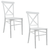 Ensemble 2 chaises Sidney blanches en polypropylène vintage pour la restauration