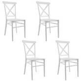 Ensemble 4 chaises Sidney blanches polypropylène vintage restauration événements