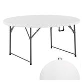 Table pliante ronde ASIA 122 cm résine blanche pour restauration jardin maison
