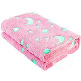 Couverture magique enfants en peluche rose avec des étoiles fluorescent 170x180
