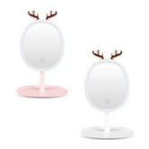 Miroir maquillage cosmétique avec éclairage LED tactile rechargeable sur table